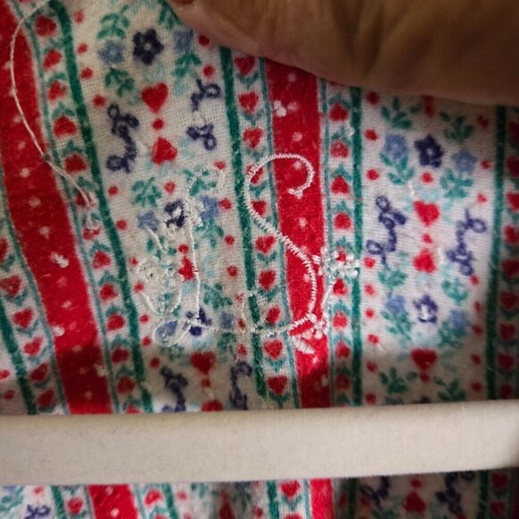 Lanz Classic Tyrolean Cotton Flannel Nightgown Red White Size L - Picture 7 of 7